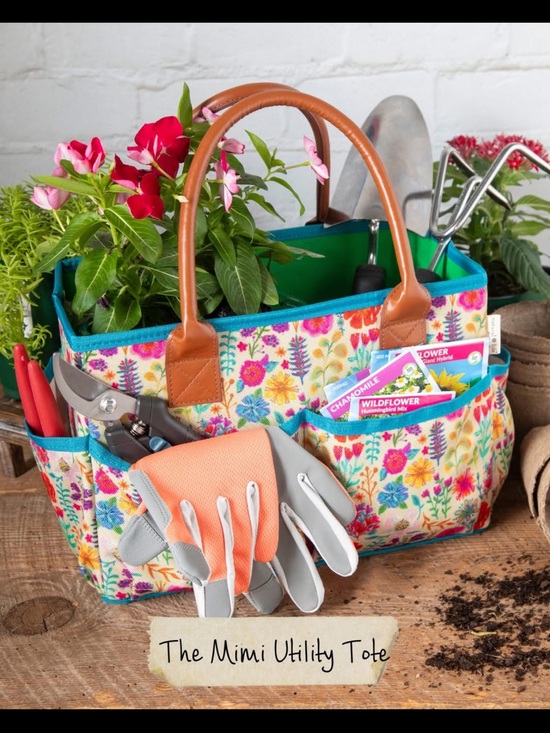 NATURAL LIFE Other - NATURAL LIFE Mimi Tote Floral Utility Tote Organizer Caddy - Teal Trim